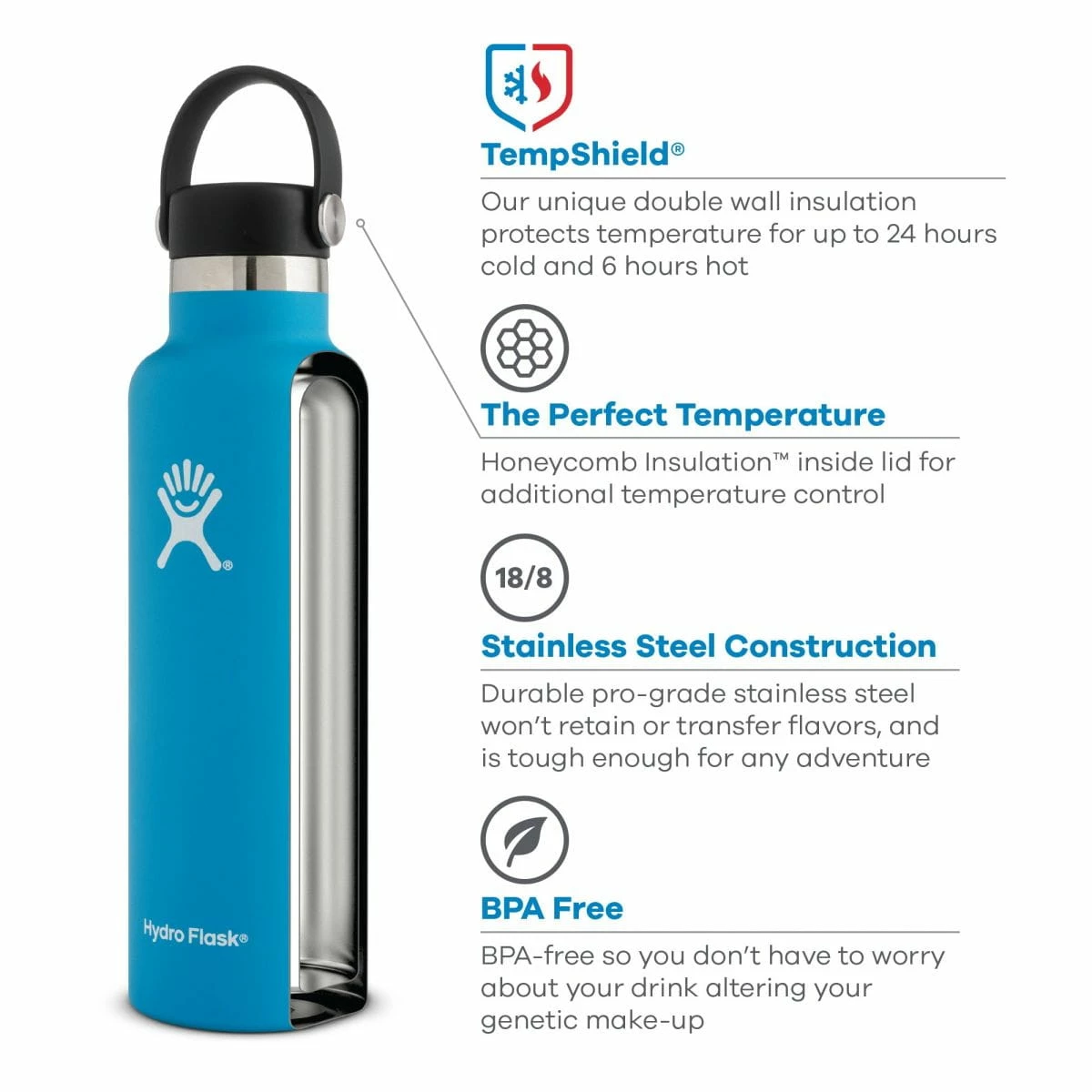 Hydro Flask Bouteille Standard Mouth Avec Bouchon Flex - 532 Ml - Snapper 2 Hydro Flask Bouteille Standard Mouth Avec Bouchon Flex - 532 Ml - Snapper – Image 2